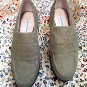 Size 37 Leandra Medine Green Wool Loafers